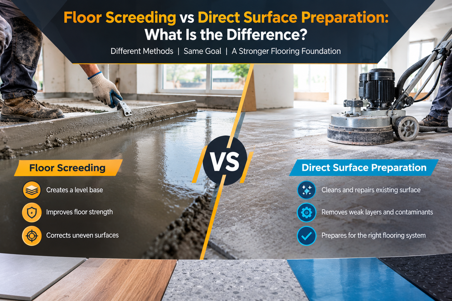 Floor Screeding vs Direct Surface Preparation: What Is the Difference?